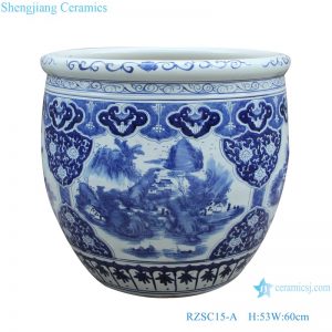 RZSC15-A Blue and white landscape design ceramic big pots