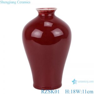RZSK01 cute ruby red small porcelain meiping vase