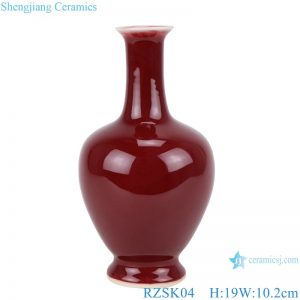 RZSK04 delicate ruby red small size long neck porcelain vase