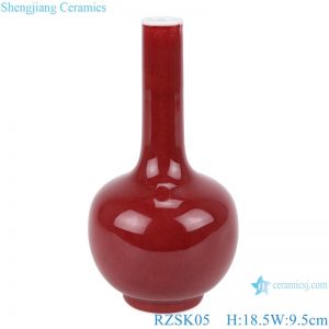 RZSK05 cute ruby red glaze ceramic globular vase