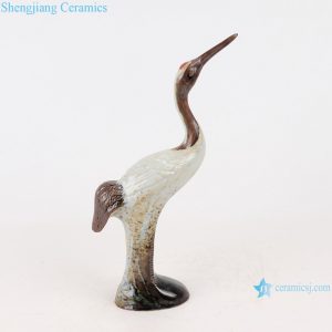 RZSM01-A Colorful glaze kiln changed glaze carving sculpture single feather crane