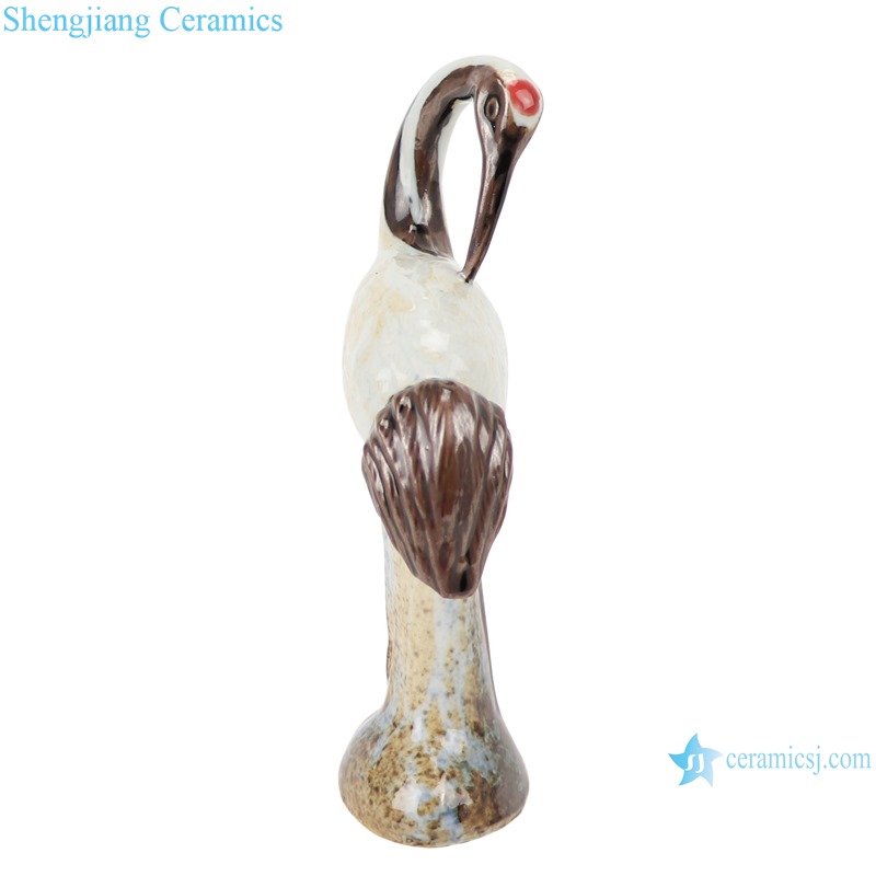 RZSM01-C Colorful glaze kiln changed glaze carving sculpture single feather crane