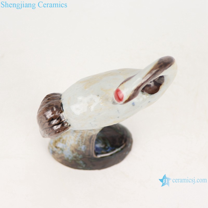 top view Colorful glaze kiln changed glaze carving sculpture single feather crane