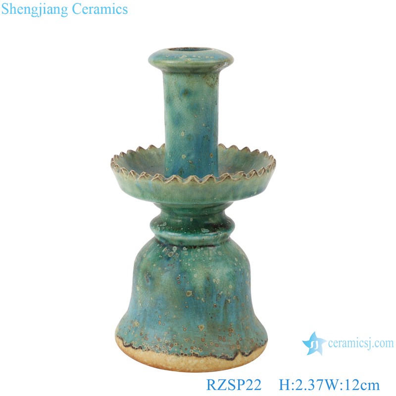 RZSP22Song dynasty people kiln longquan open piece glaze lotus candlestick a pair of antique do old porcelain collection