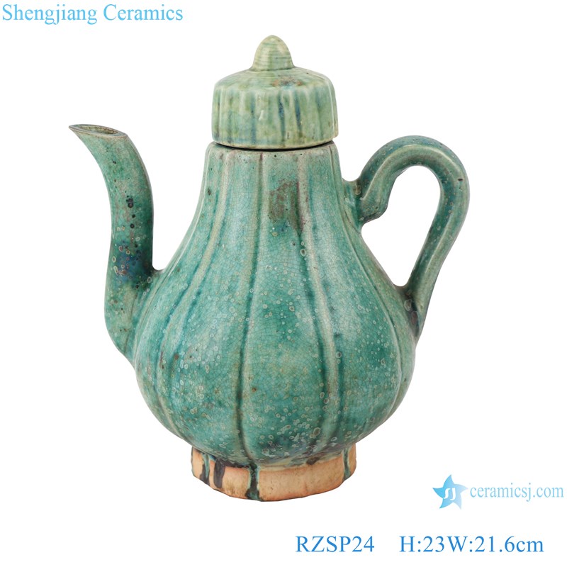 RZSP24 Qing Guangxu hand-made ceramic old wine pot, teapot, antique porcelain and ornaments collection