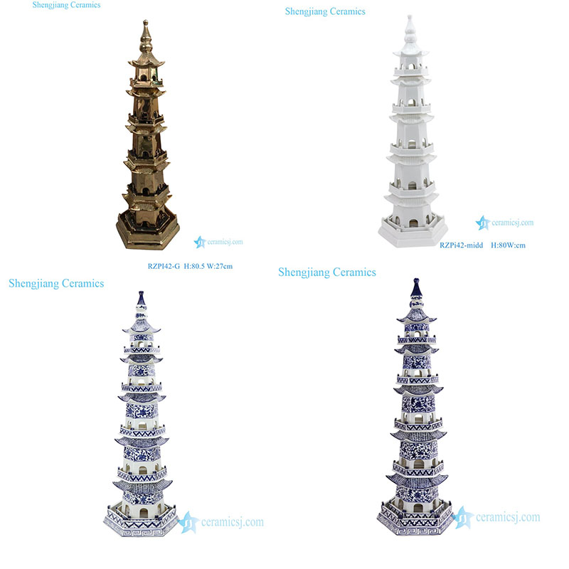 RZPI42-G gold plating ceramic decorative pagoda