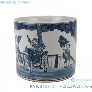 RYKB157-D Antique blue and white people design multi-pattern ceramic pen holder