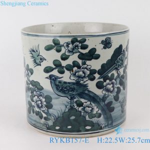 RYKB157-E Antique blue and white flower bird design multi-pattern ceramic pen holder