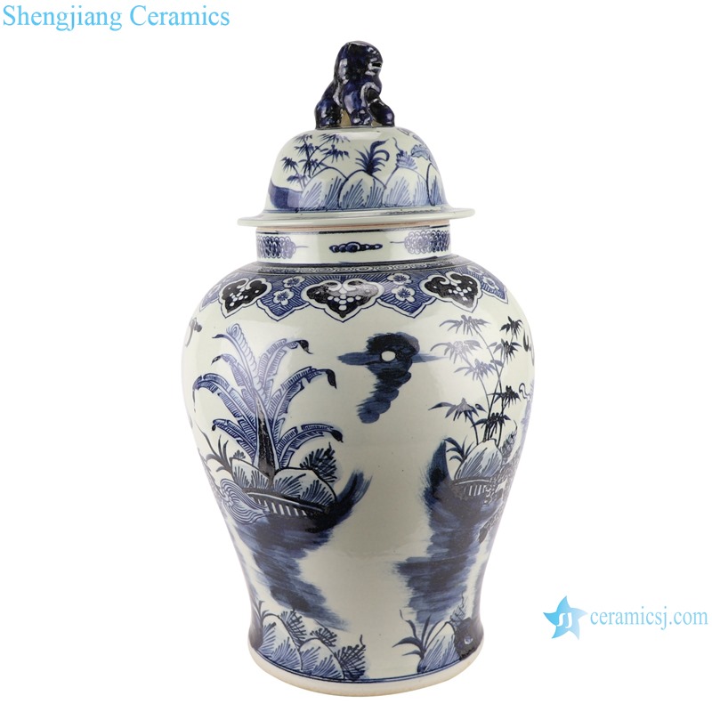 RZMA19-E_Qing Dynasty people kiln pure handmade blue and white ceramic storage jar