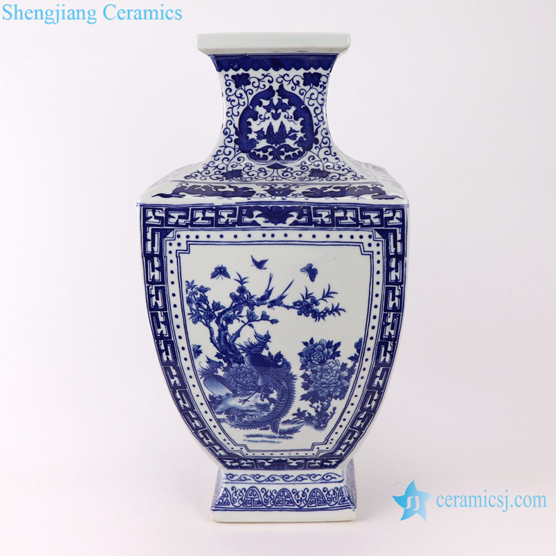RYJF72 Blue and white landscape square ceramic vase