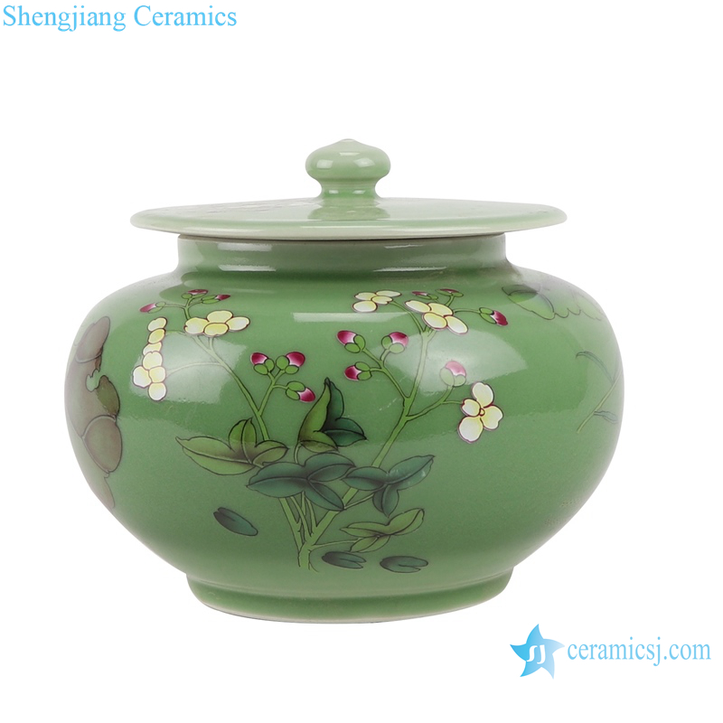 RZBO05 Green pot storage pot with lotus cover 