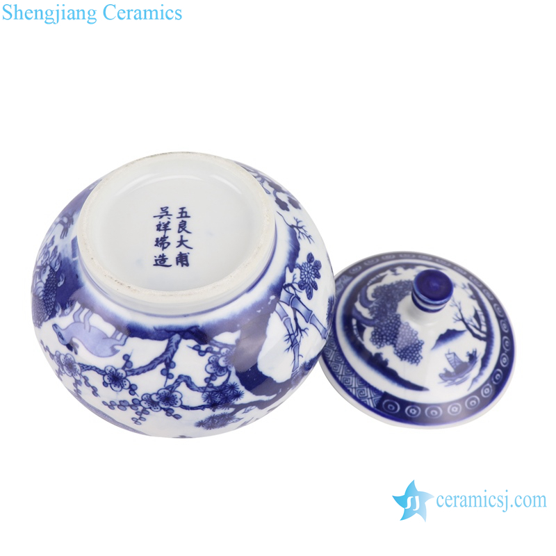 RZBO13 Blue and white flowers&birds multi-pattern tea canister storage tank