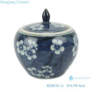 RZHC01-A Blue and white ice plum ceramic storage pot with lid