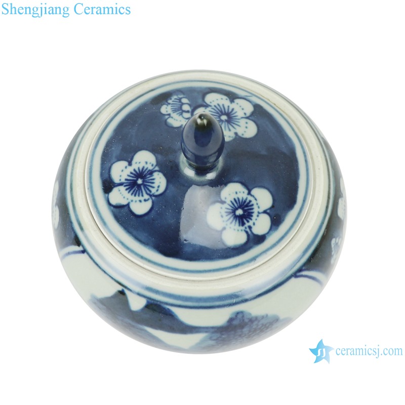 RZHC01-B Blue and white ice plum landscape ceramic storage pot