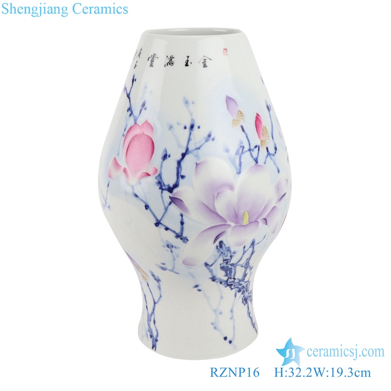 RZNP16 Color carved magnolia shaped porcelain vase