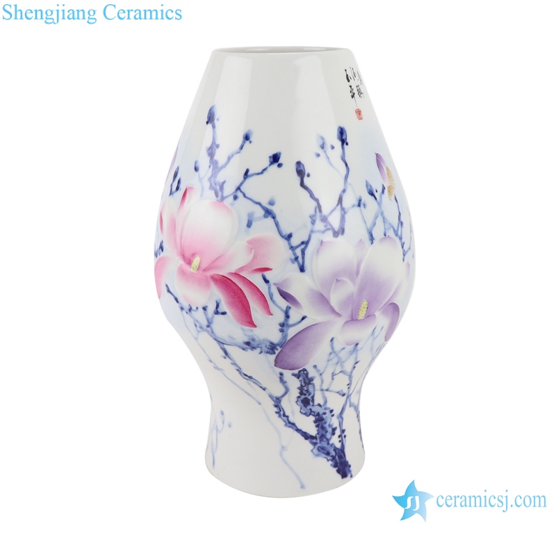 RZNP16 Color carved magnolia shaped porcelain vase