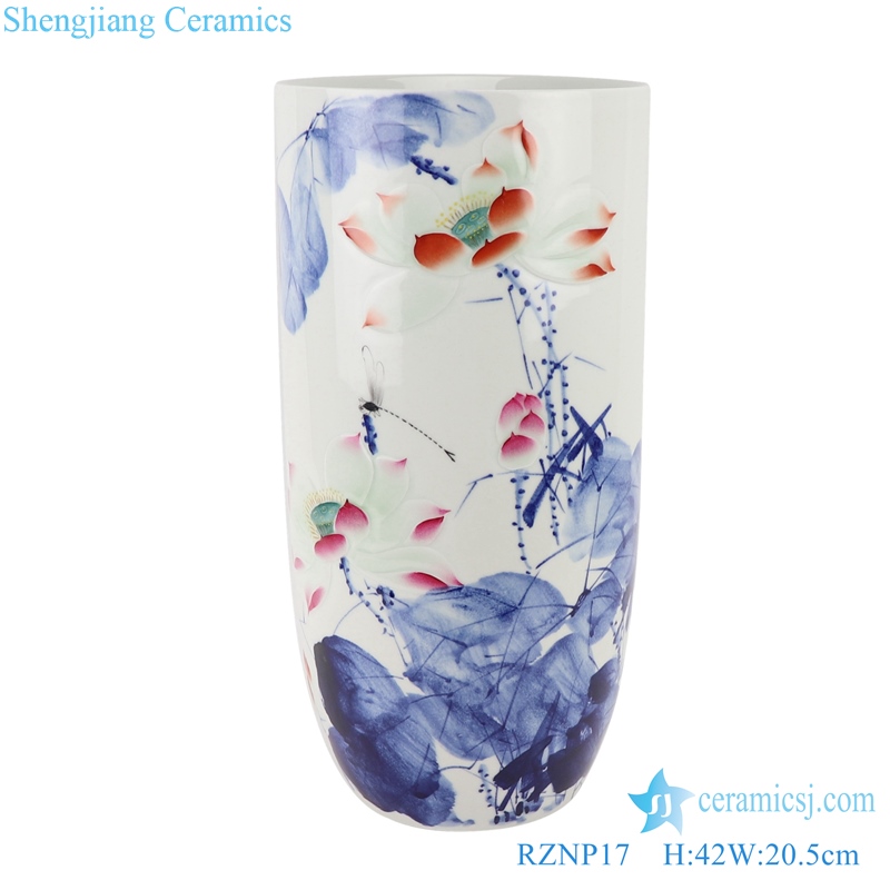 RZNP17 Color carved lotus umbrella stand ceramic vase