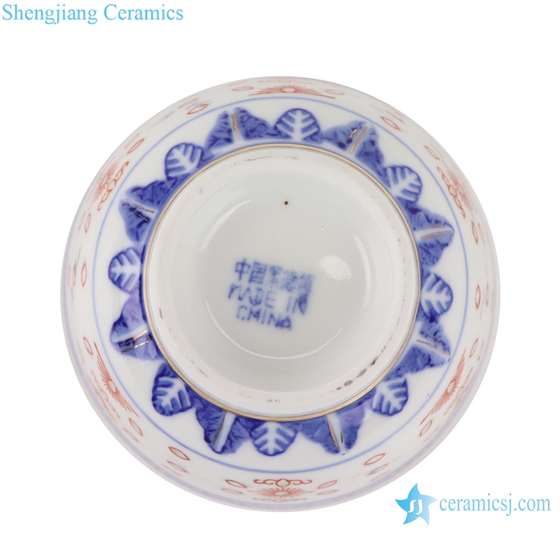 RZPV07 Blue and white color painting gold dragon grain 4 inch bowl rice bowl