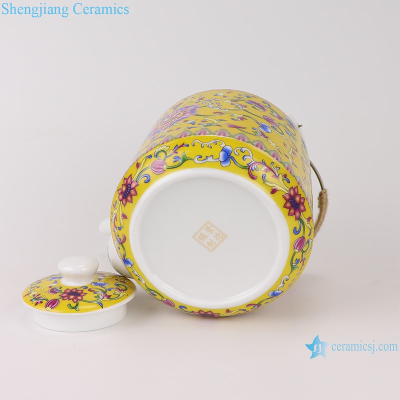 RZRZ05 Enamel color yellow peony peony pattern teapot large