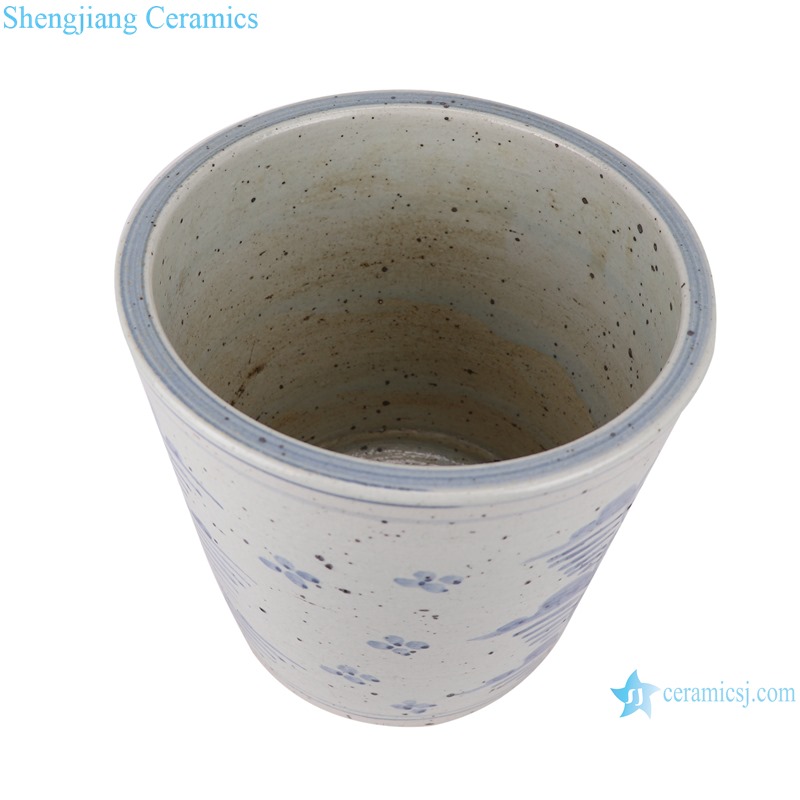 RZSX03 Blue and white freehand flower ceramic pot small VAT