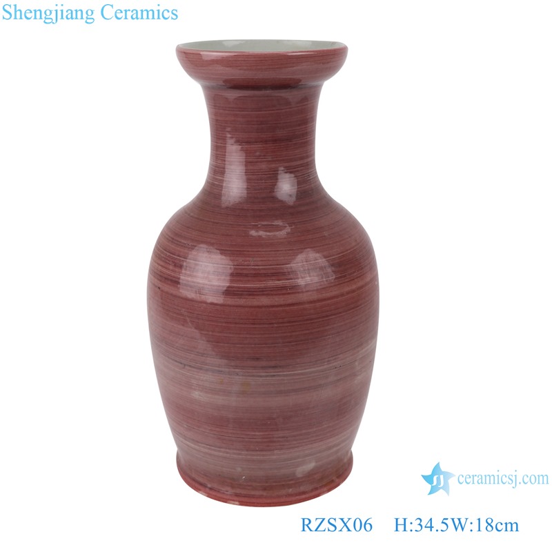 RZSX06 Handmade red glaze low fishtail ceramic vase