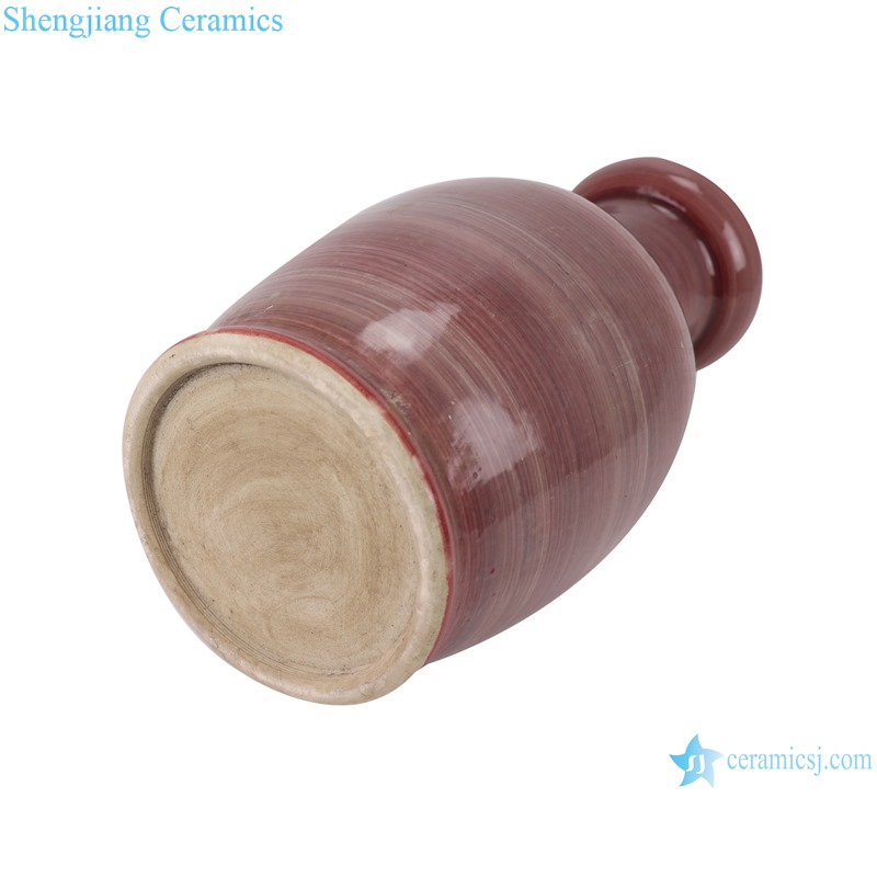 RZSX06 Handmade red glaze low fishtail ceramic vase
