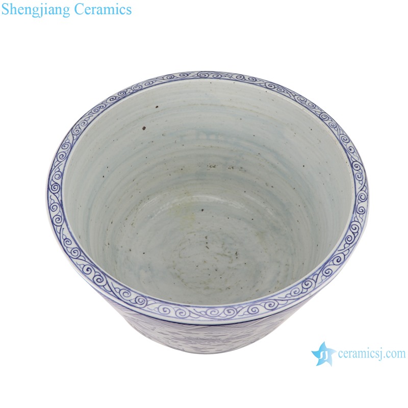 RZSX14 Blue and white fish algae-grain flower pot small pot