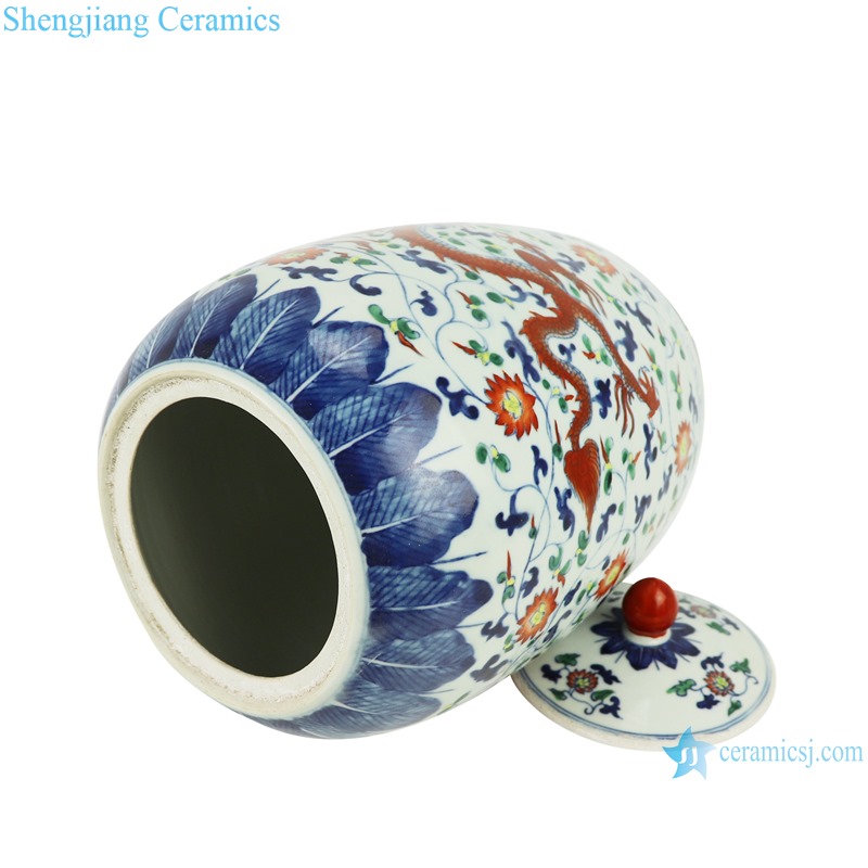 RZSZ02-B blue and white bucket colored glaze dragon - pattern wax gourd pot