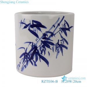 RZTE06-A Blue and white brushwork chrysanthemum autumn rhyme pen holder