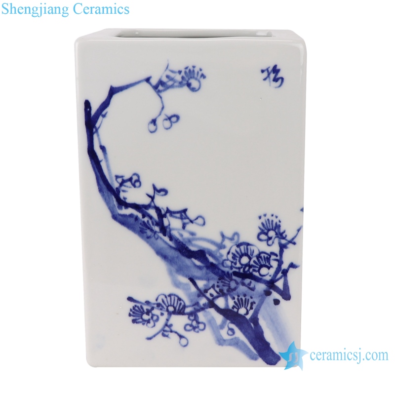 Blue and white plum, orchid, bamboo and chrysanthemum pen holder