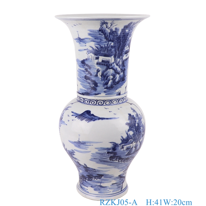 RZKJ05-A Blue and white landscape design vases decoration display