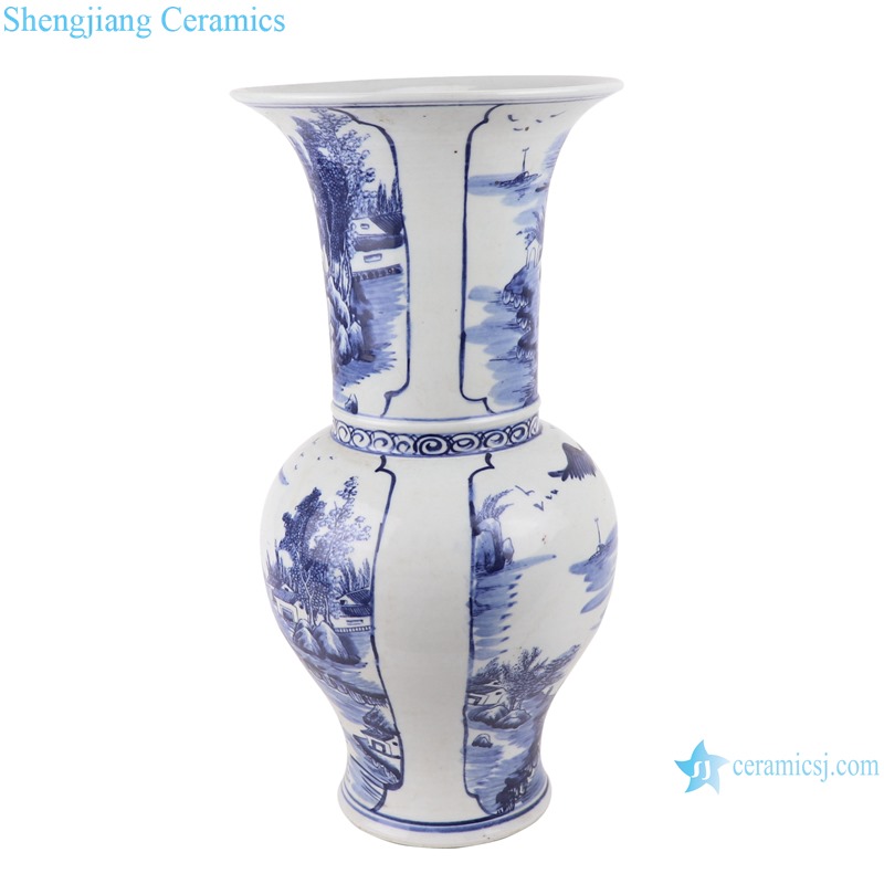 Blue and white landscape design vases decoration display
