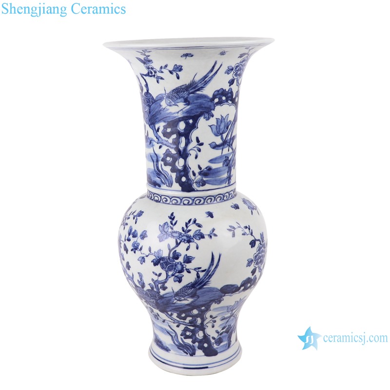 Blue and white flower&birds design vases decoration display