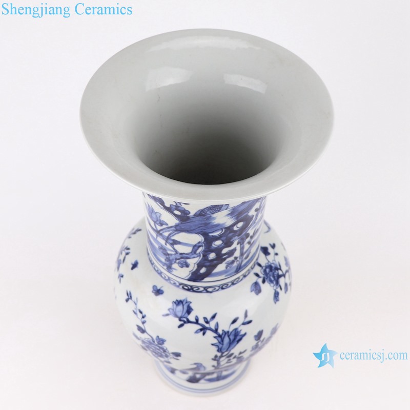 Blue and white flower&birds design vases decoration display
