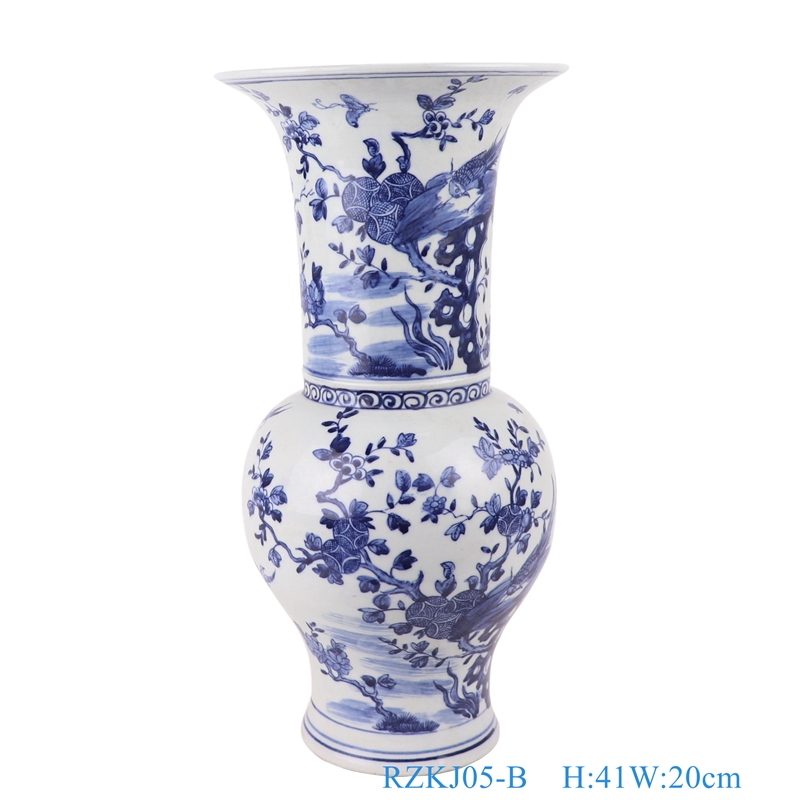 RZKJ05-B Blue and white flower&birds design vases decoration display
