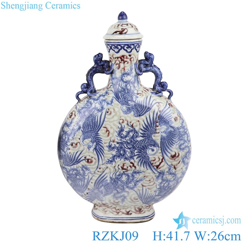 Blue and white handmade Chinese style antique court wine pot 
