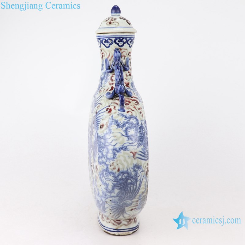 Blue and white handmade Chinese style antique court wine pot 