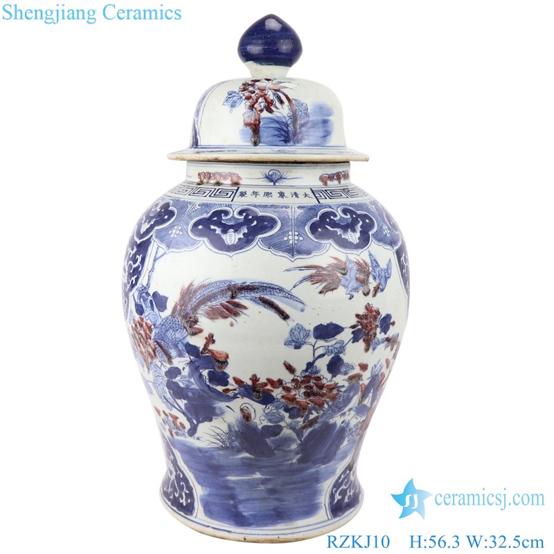 Blue and white handmade general pot of flowers and birds design