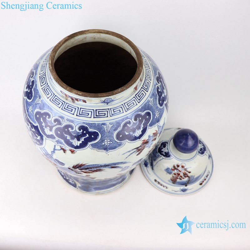 Blue and white handmade general pot of flowers and birds design