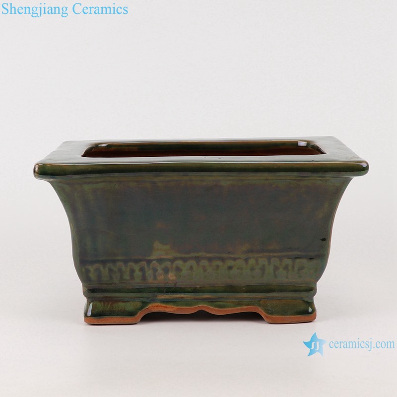 RZKR29 Antique Color Green Glazed rectangle shape ceramic flower pot planter Incense Burner Censer And DING
