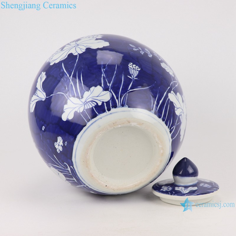 RZOY36-B Home furnishing Blue and white porcelain lotus pattern storage pots Tea canister storage box