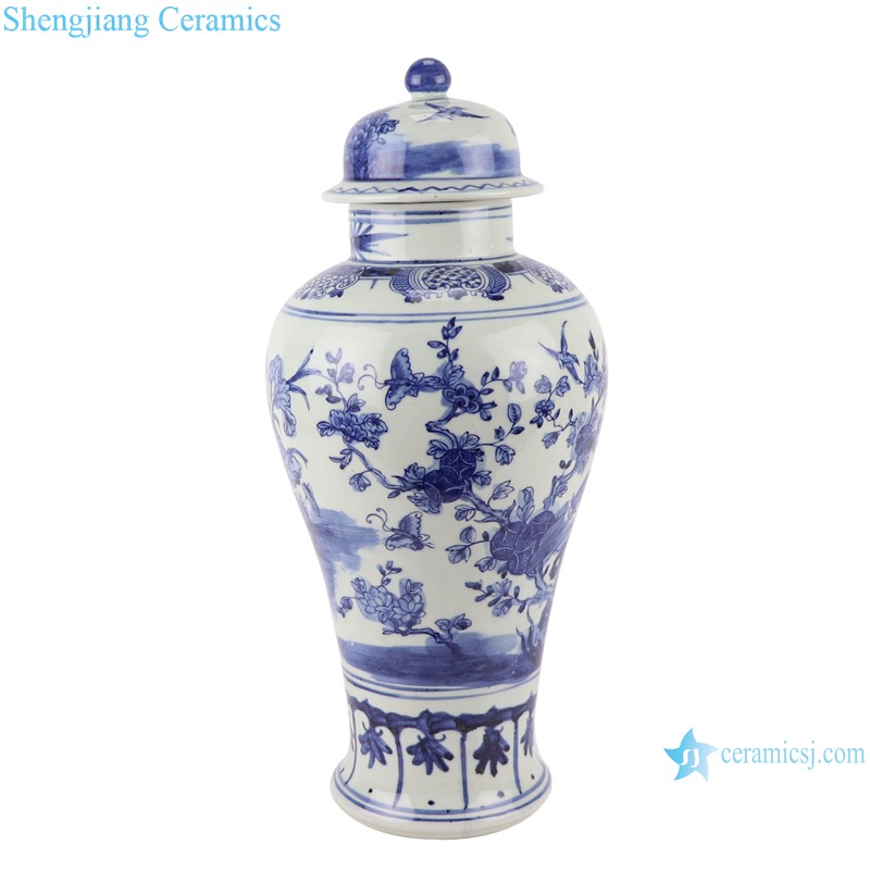 RZSC18-A-B Antique Blue and white porcelain Bird and Dragon flower design Storage Ginger Jars