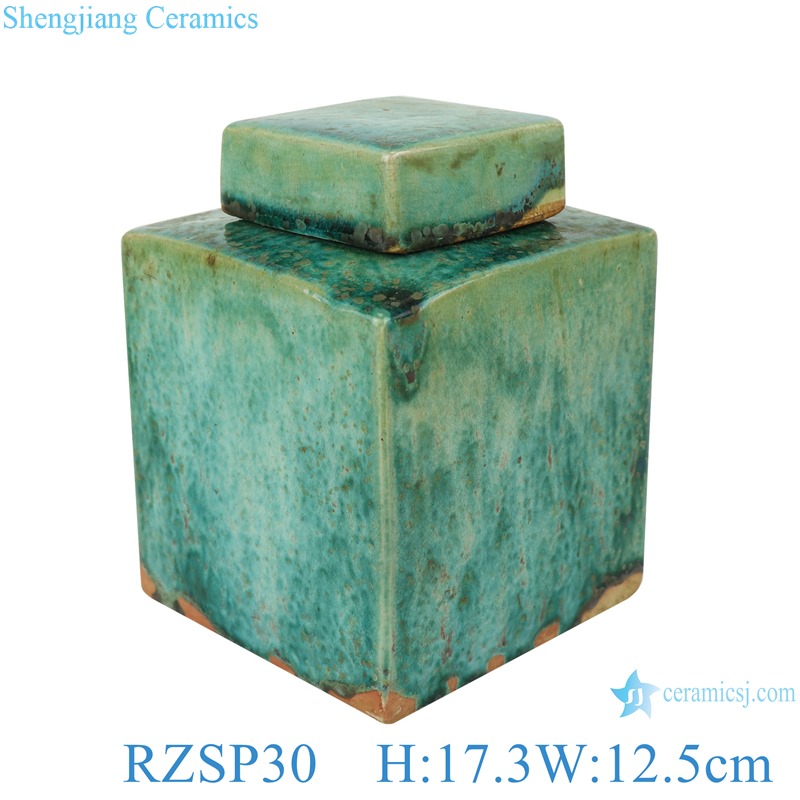 Color glaze kiln variable glaze green square porcelain pot decoration