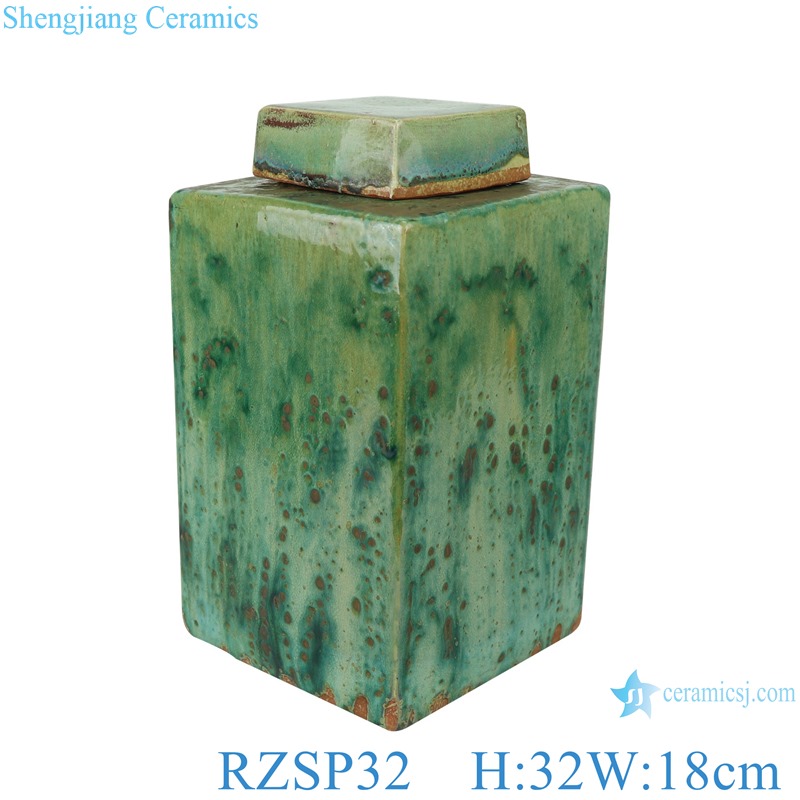 Color glaze kiln variable glaze green square porcelain pot