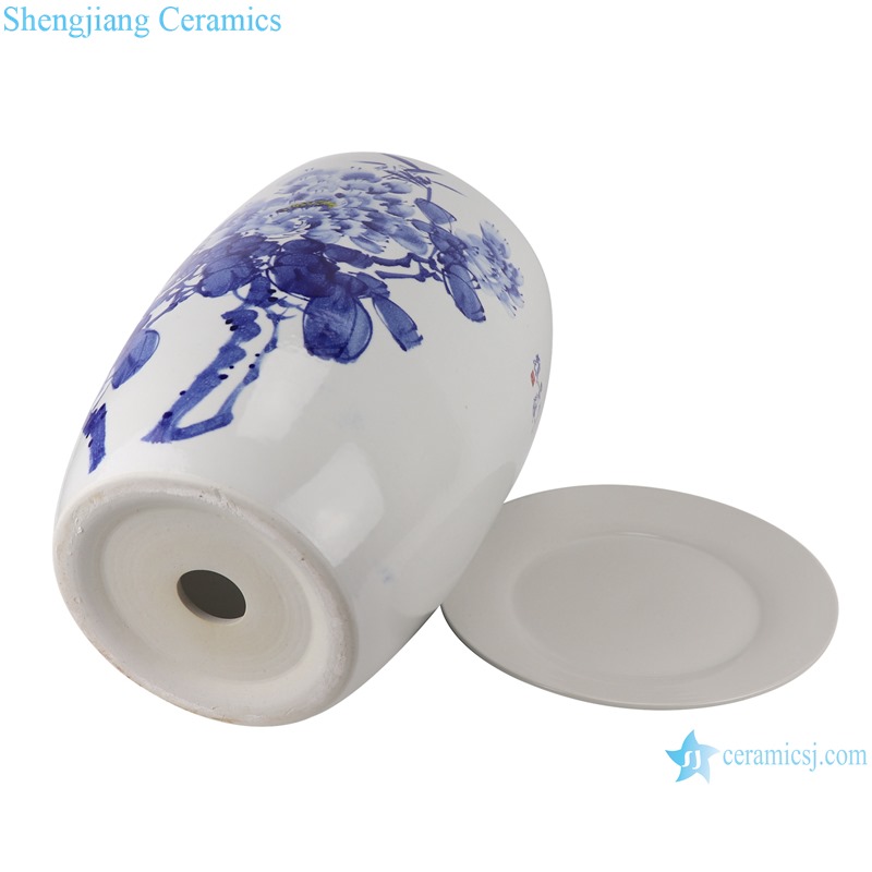 RZTE13 Hand-painted blue and white flower pot with peony pattern