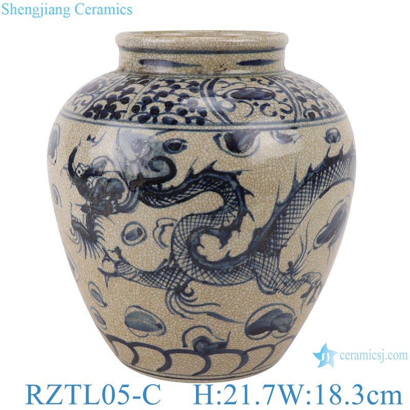 RZTL05-C Blue and white pot dragon pattern storage