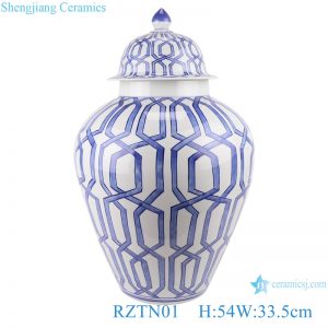 RZTN01 Blue and white geometric figure general pot decoration