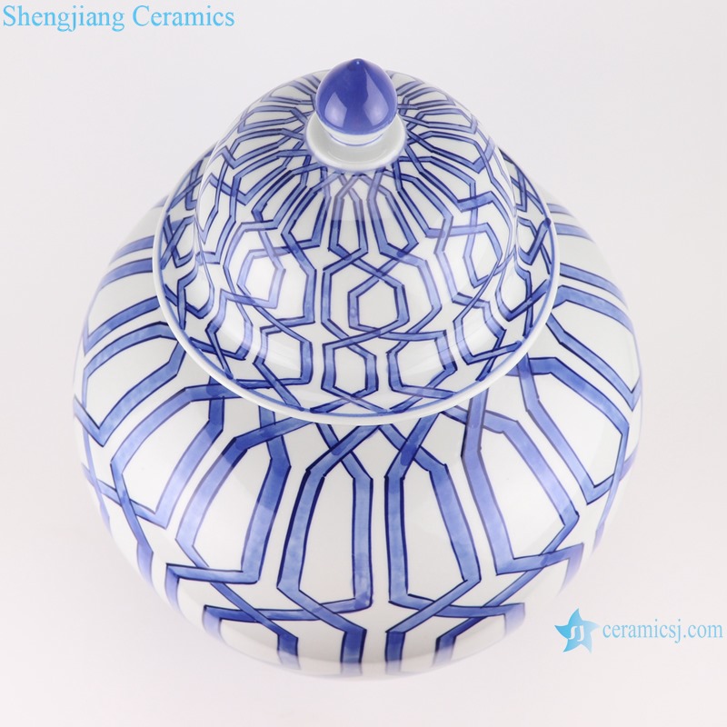 Blue and white geometric figure general pot decoration