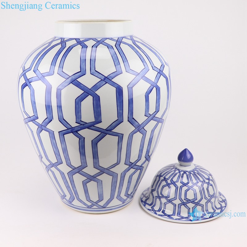 Blue and white geometric figure general pot decoration