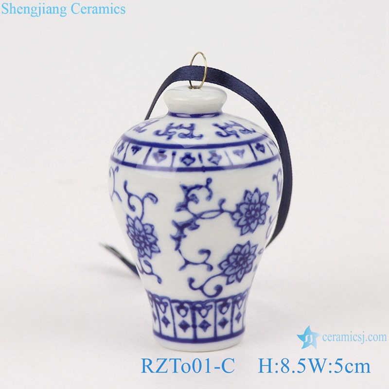 Blue&white porcelain vase pendant with lotus and plum design